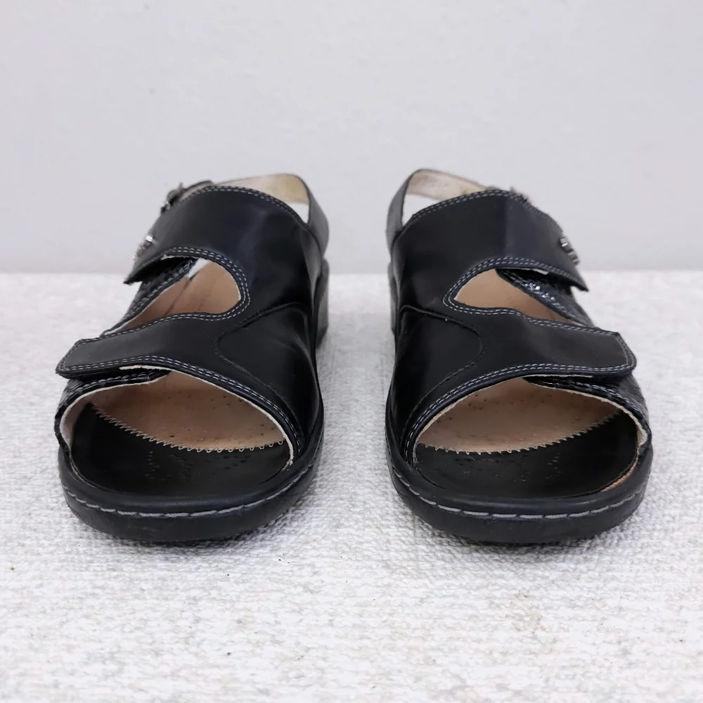 FIDELIO Hallux Fabia Slingback Sandals Black Strappy Orthotic Shoes